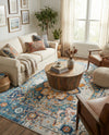 Parisian Elegance Collection Area Rug - Versailles (Teal) Square Teal  lifestyle 40