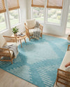 Seychelles Stripes Collection Area Rug - Mahe (Light Blue) Rectangle Light Blue  lifestyle 18