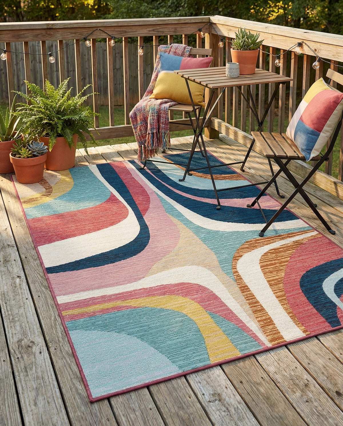 Urban Terrace Collection Area Rug - Venice Rectangle Multi  lifestyle 13