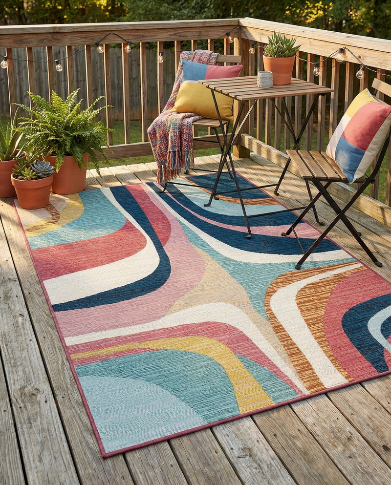 Urban Terrace Collection Area Rug - Venice Rectangle Multi  lifestyle 13