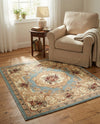 Versailles Elegance Collection Area Rug -  Louveciennes (Light Blue) Square Light Blue  lifestyle 76