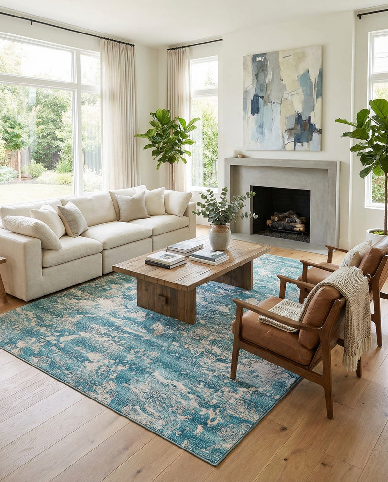 Urban Terrace Collection Area Rug -  Gazebo Rectangle Aqua Blue  lifestyle 6