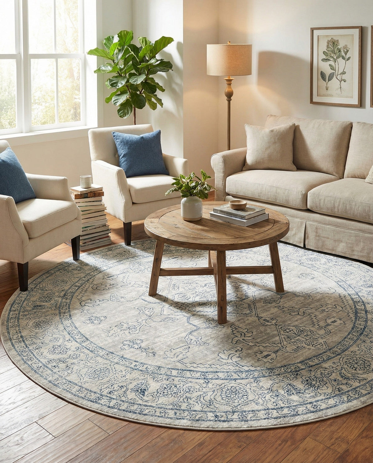 Coastal Haven Collection Area Rug -  Marina Round Gray  lifestyle 200