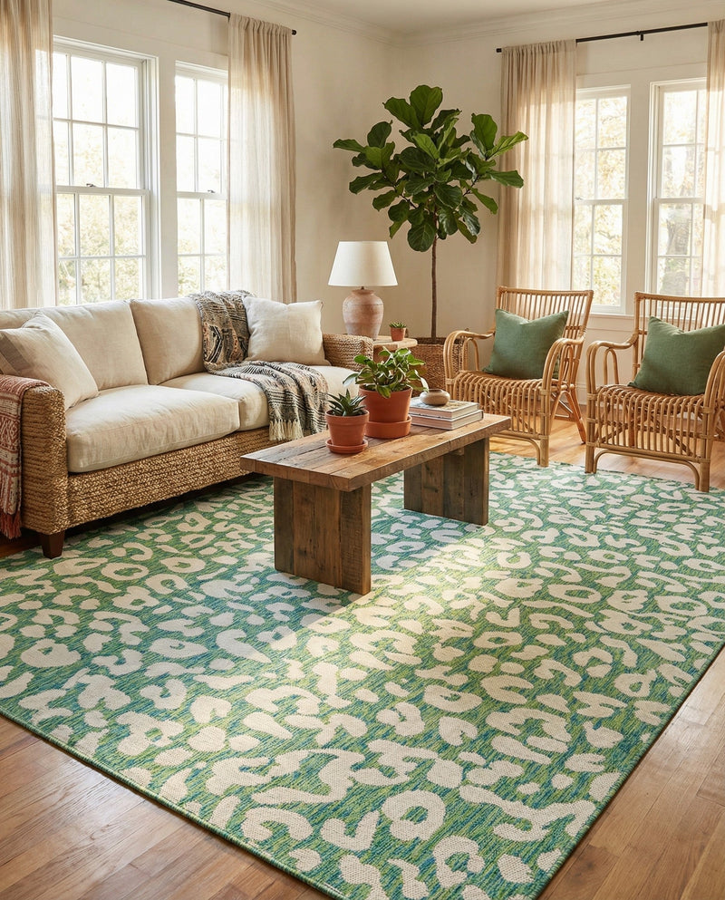 Savannah Escape Collection Area Rug -  Amazon (Green Blue) Rectangle Green Blue  lifestyle 34