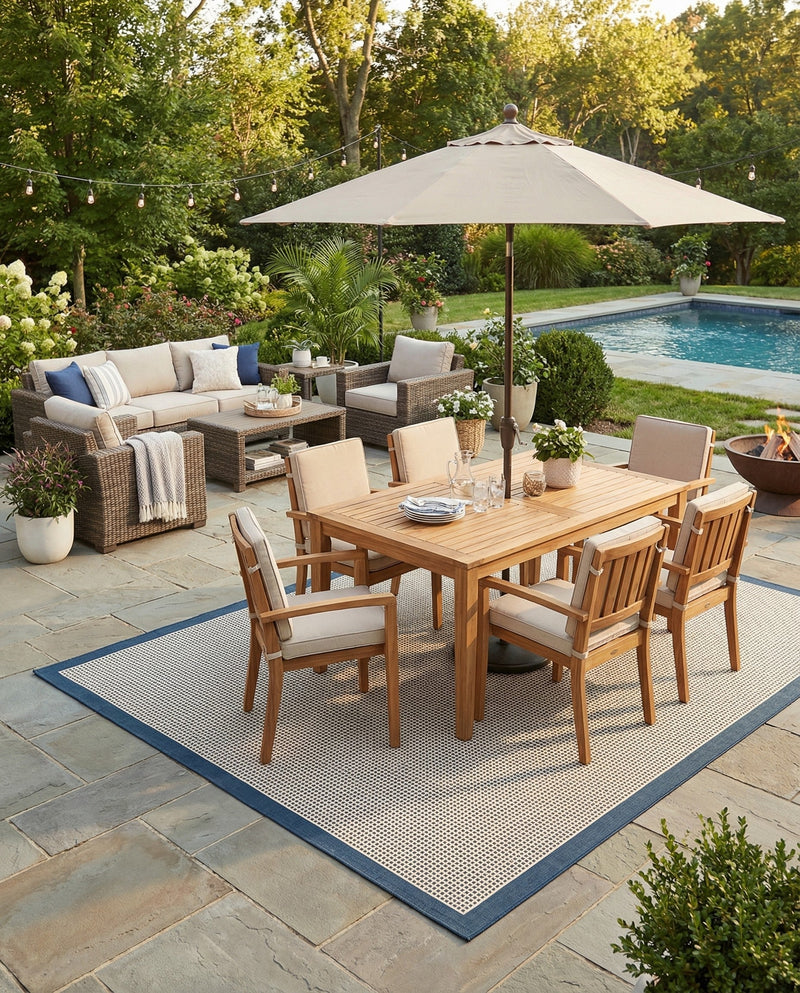 Terrace Fringe Collection Area Rug - Oceanside Rectangle Navy Blue  lifestyle 67
