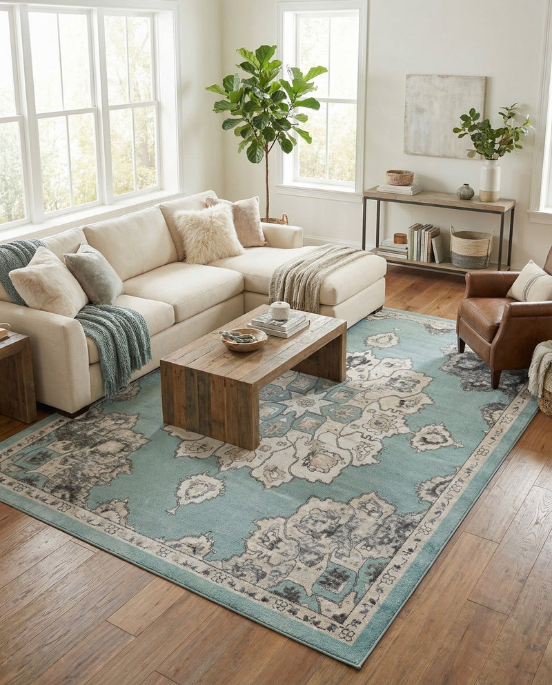 Beverly Grove Collection Area Rug - Melrose (Aqua) Rectangle Aqua  lifestyle 20