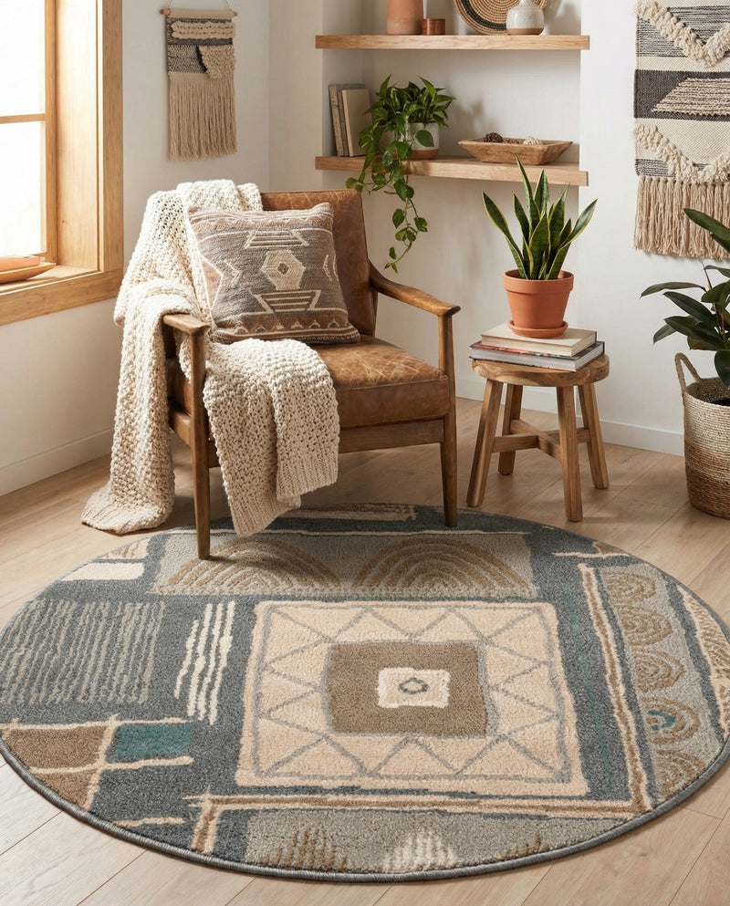 Savannah Sojourn Collection Area Rug -  Tsavo Round Multi  lifestyle 73