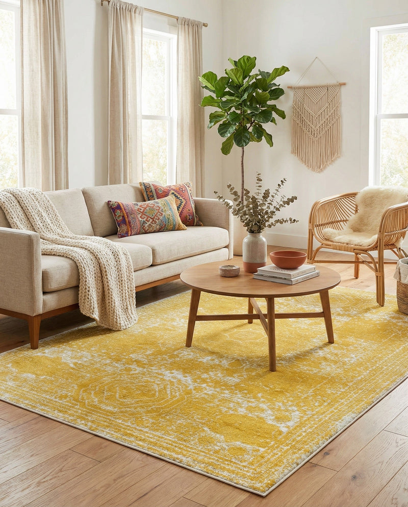 Dover Terrace Collection Area Rug -  Lagoon (Yellow) Rectangle Yellow  lifestyle 10