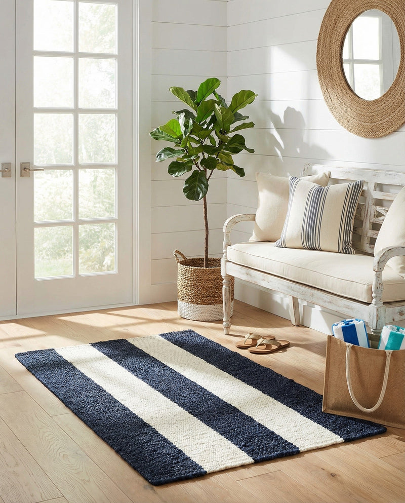 Martha's Vineyard Blueprints Collection Area Rug - Edgartown Rectangle Nautical Navy  lifestyle 43