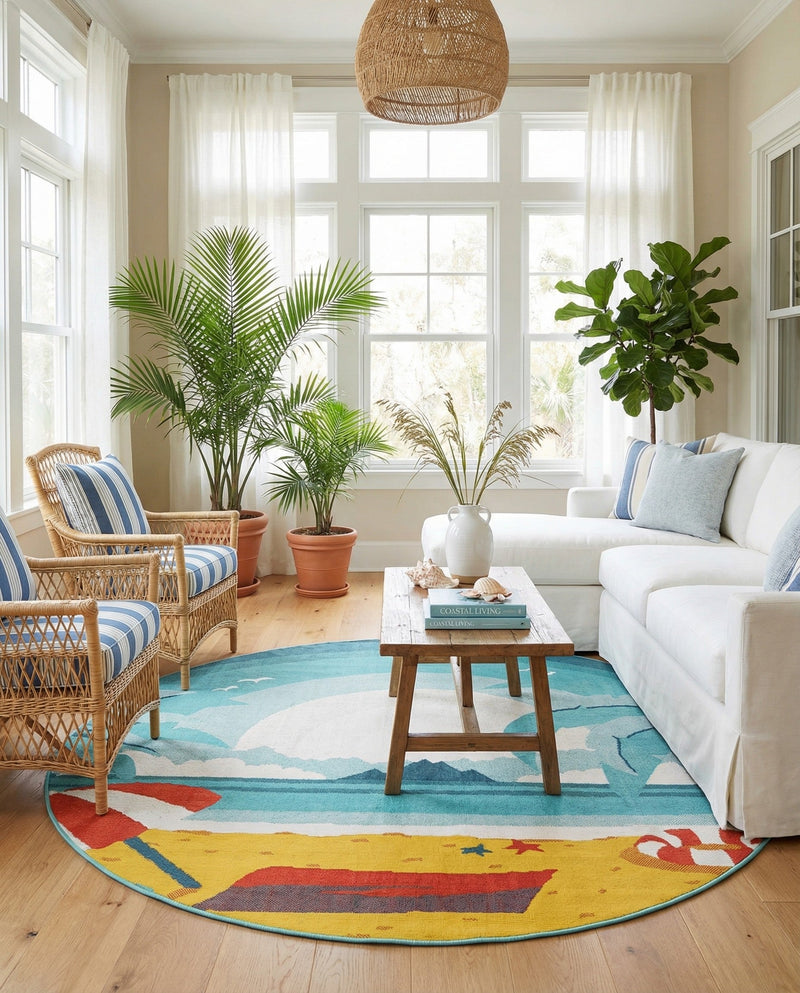 Seaside Haven Rugs Collection Area Rug -  Dockside Round Multi  lifestyle 76
