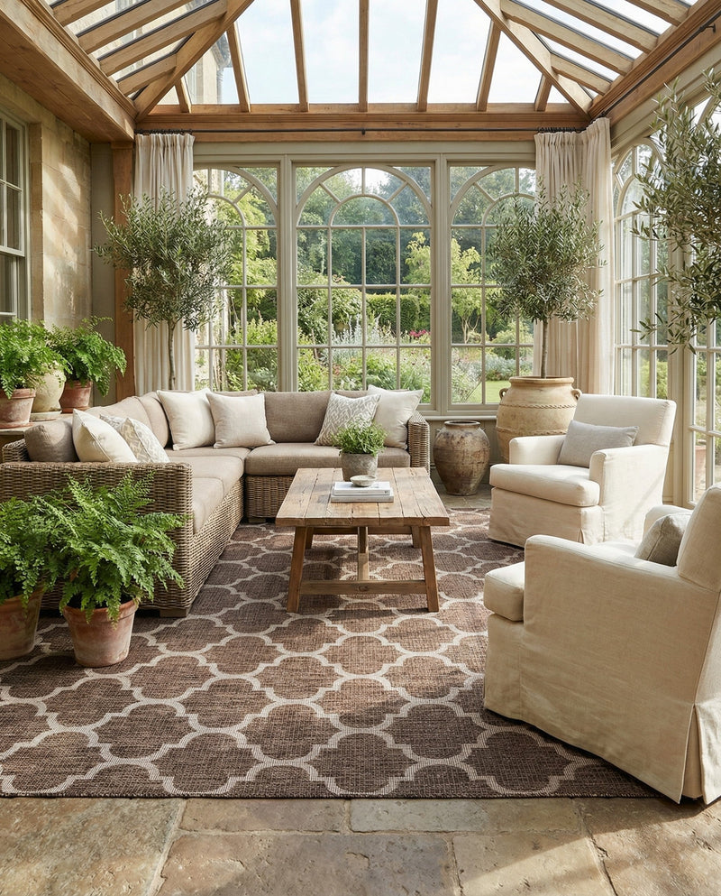Savannah Pergola Collection Area Rug - Arbor (Brown) Square Brown  lifestyle 27