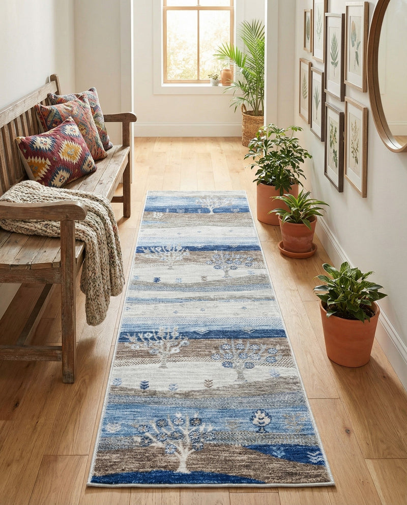 Zagros Shades Collection Area Rug -  Behbahan Runner Blue Gray  lifestyle 64