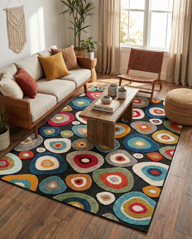 Outdoor Marrakesh Collection Area Rug -  Chefchaouen Rectangle Multi Black  lifestyle 43