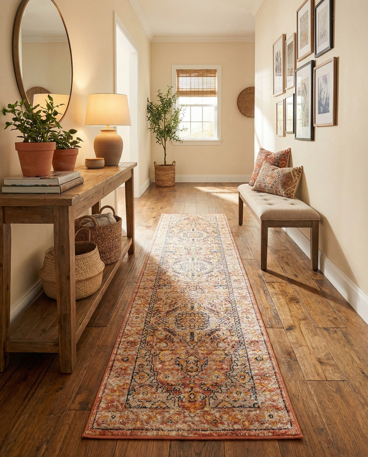 Seville Stripes Collection Area Rug - Cadiz (Brick Red) Runner Brick Red  lifestyle 82