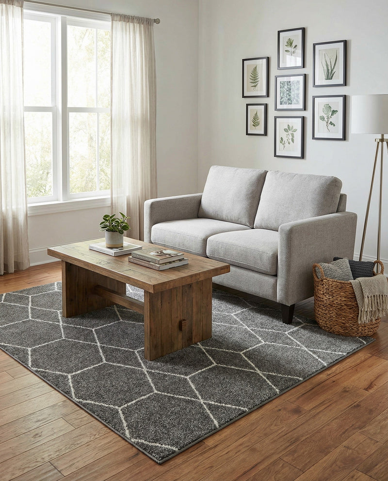 Trellis Mosaic Collection Area Rug - Arborville (Light Gray) Rectangle Light Gray  lifestyle 6