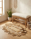Woven Seaside Jute Collection Area Rug - Coastalhaven (Natural and White) Oval Natural and White  lifestyle 22