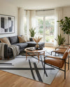 Urban Terrace Collection Area Rug -  Bowery Rectangle Black and White  lifestyle 9