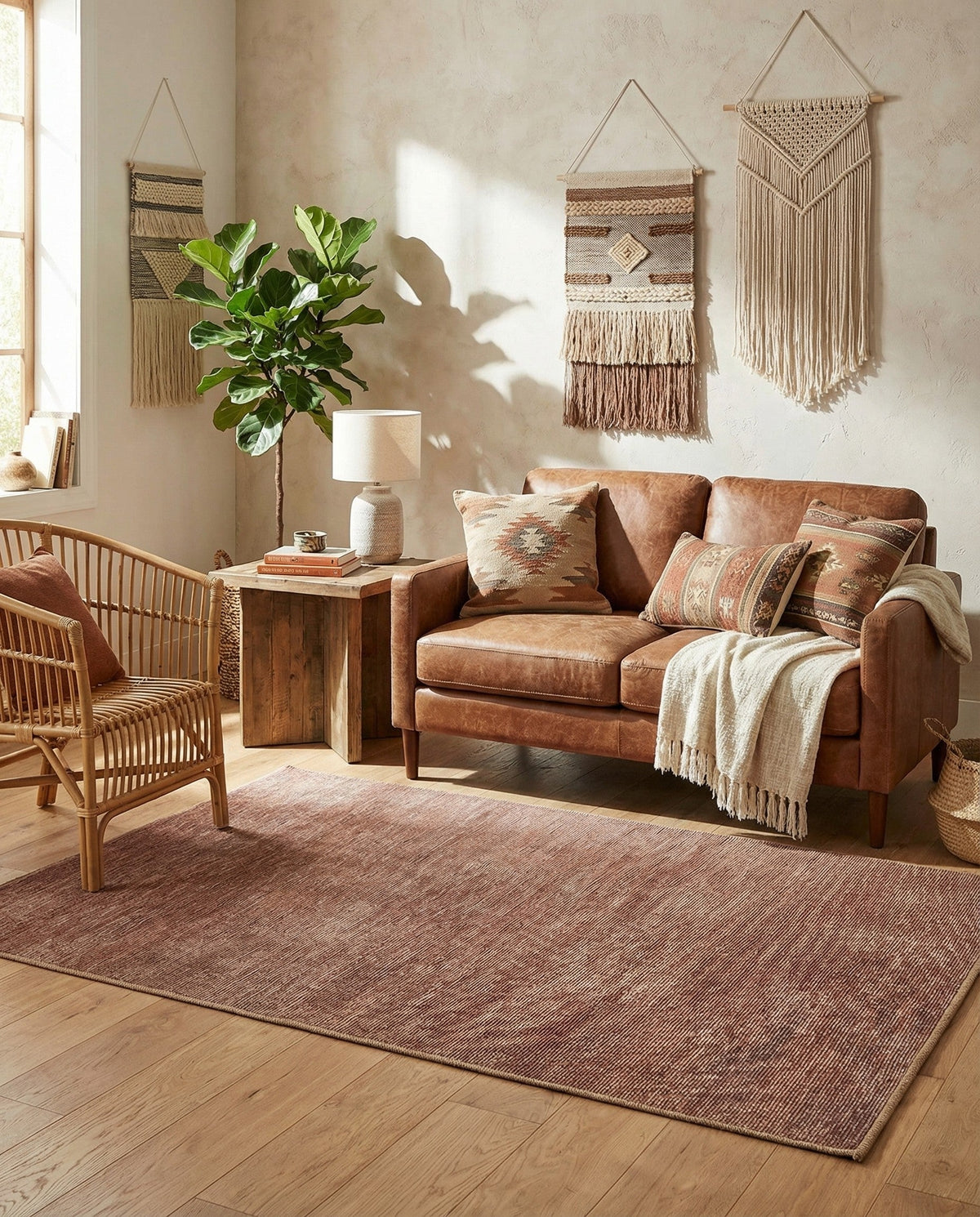 Sahara Essence Collection Area Rug - Oasis (Brown) Rectangle Brown  lifestyle 6