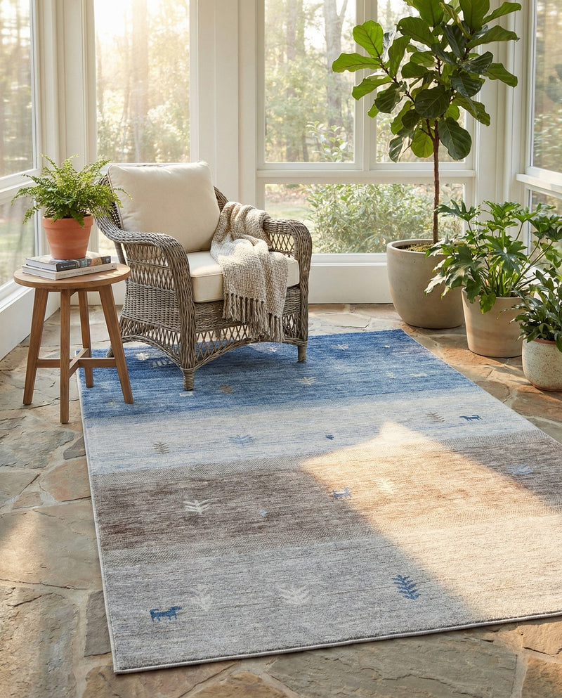 Zagros Shades Collection Area Rug -  Sisakht Rectangle Blue Gray  lifestyle 15