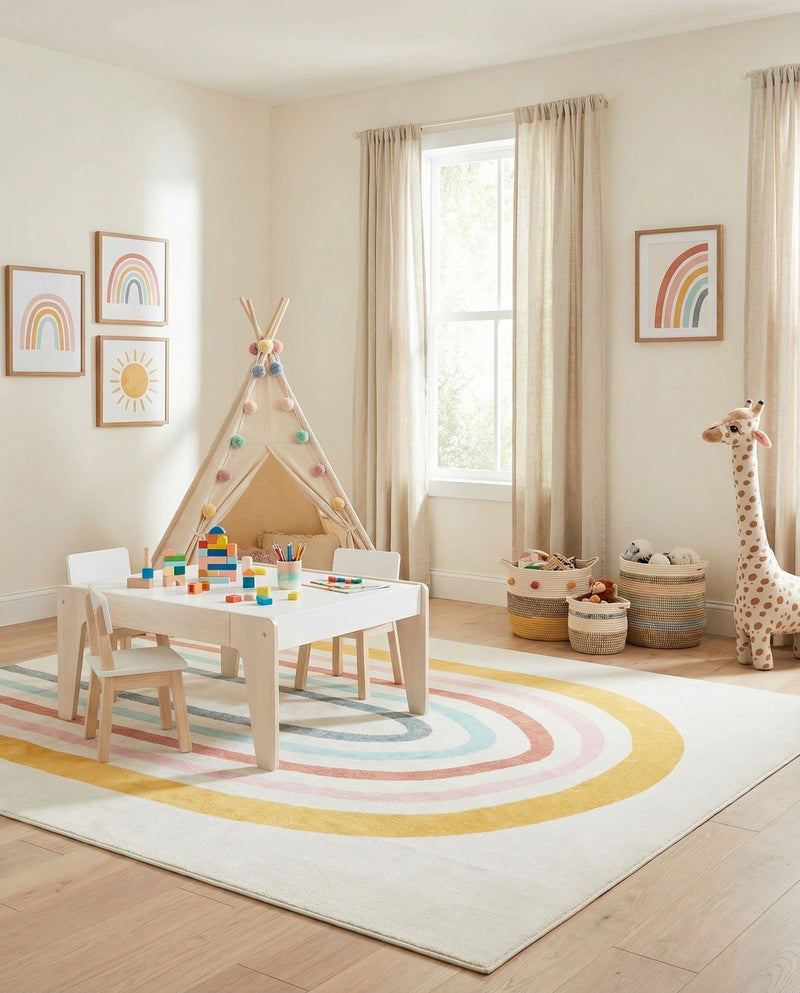 Wonder Tykes Collection Area Rug -  Illusion Rectangle Ivory  lifestyle 9