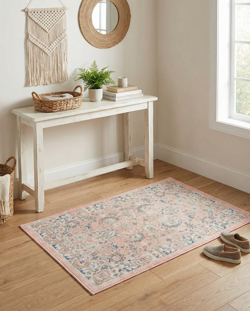 Savannah Series Collection Area Rug -  Beaufort Rectangle Powder Pink  lifestyle 12