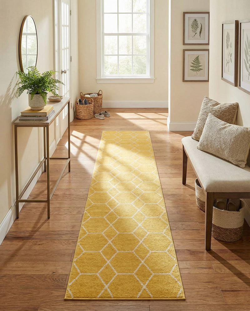 Trellis Mosaic Collection Area Rug - Arborville (Yellow) Runner Yellow  lifestyle 40