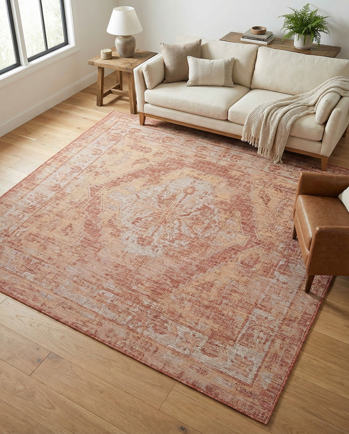 Patio Heritage Collection Area Rug -  Augusta (Rust Red) Square Rust Red  lifestyle 90
