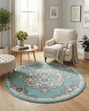 Beverly Grove Collection Area Rug - Melrose (Aqua) Round Aqua  lifestyle 51