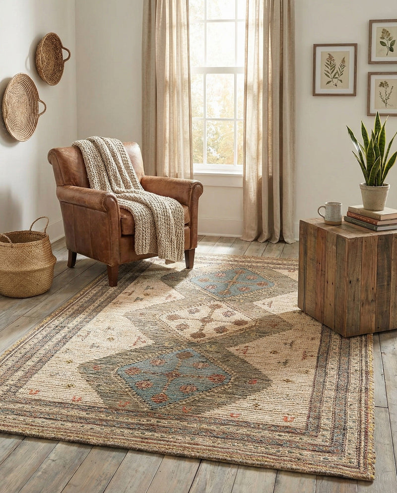 Savannah Threads Collection Area Rug -  Pampas Rectangle Beige  lifestyle 9