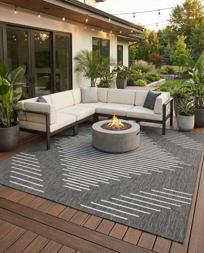 Urban Terrace Collection Area Rug -  Chelsea (Charcoal Gray) Square Charcoal Gray  lifestyle 71