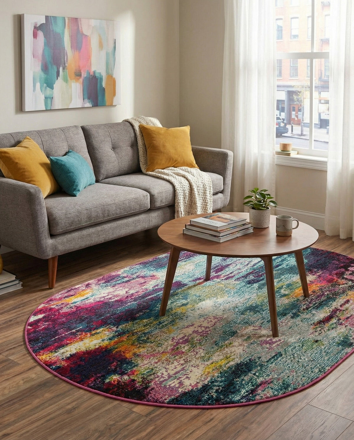 Chromatic Oasis Collection Area Rug -  Oasis Oval Multi  lifestyle 105