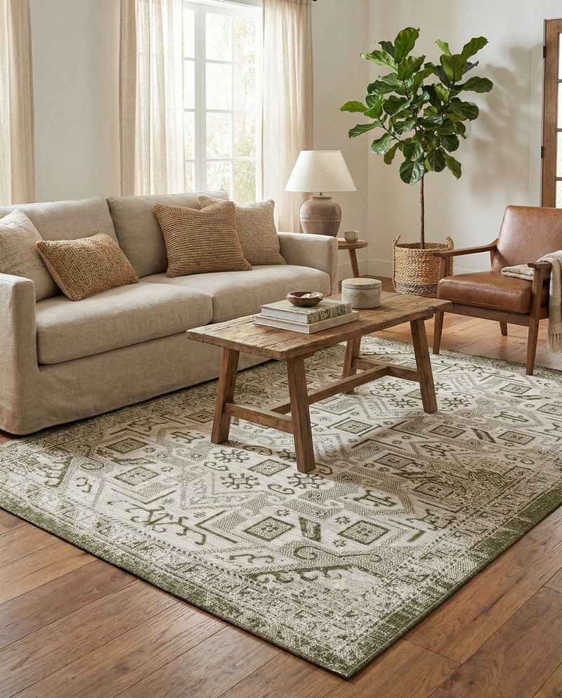Tribal Terrace Treasures Collection Area Rug - Mayan Marina (Green) Rectangle Green  lifestyle 33