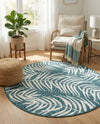 Seaside Blooms Collection Area Rug - Verdure (Teal) Round Teal  lifestyle 66