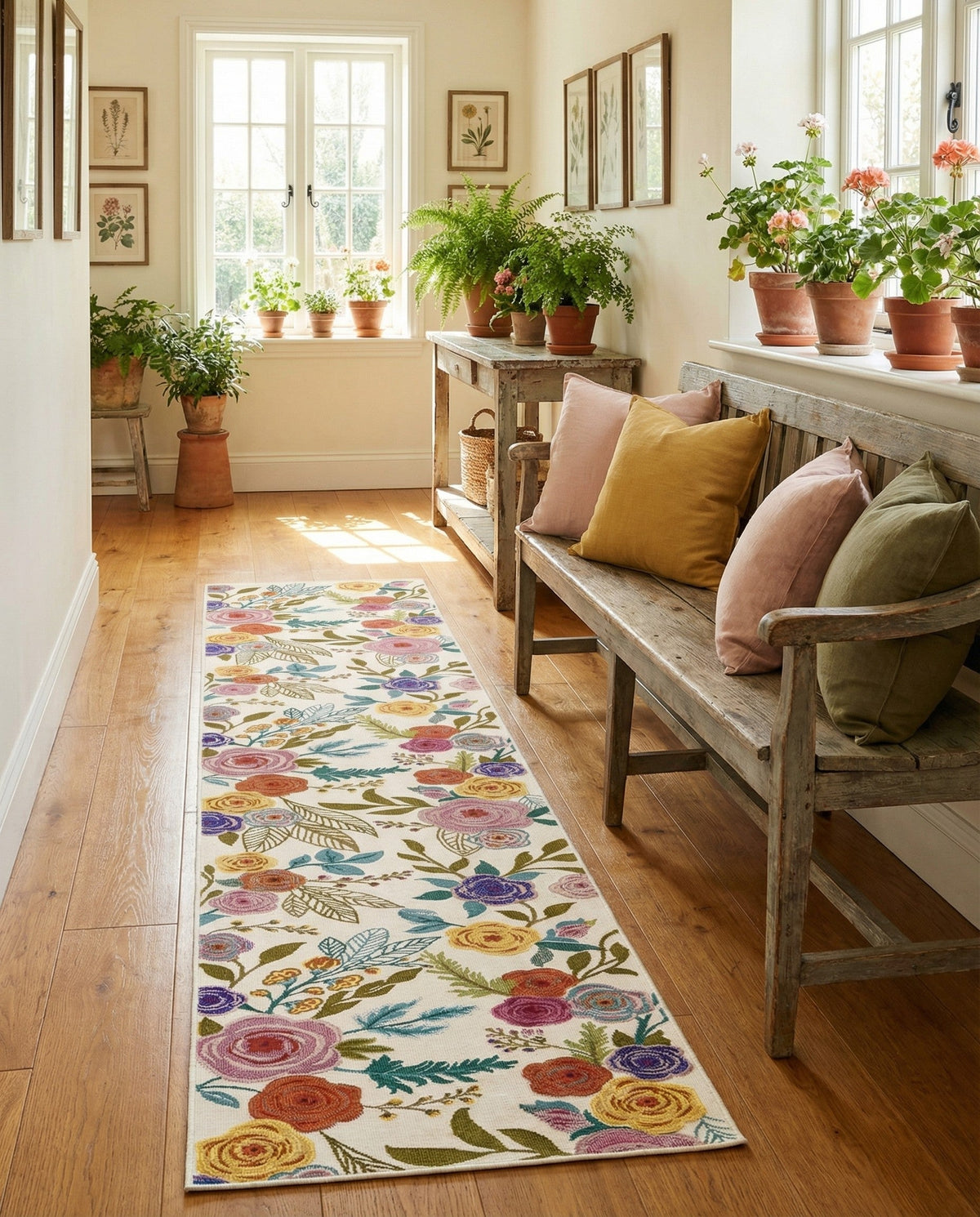 Meadow Breeze Collection Area Rug -  Petal Runner Ivory  lifestyle 227