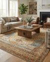 Patio Heritage Collection Area Rug -  Pergola Rectangle Blue and Light Brown  lifestyle 11