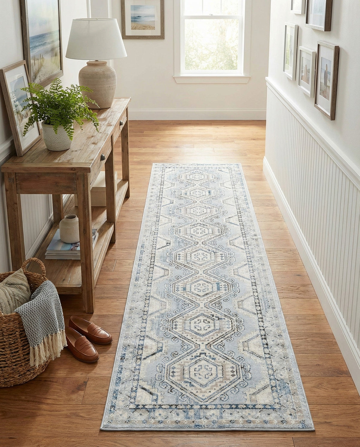 Savannah Elegance Collection Area Rug -  Tybee (Aqua Blue) Runner Aqua Blue  lifestyle 86