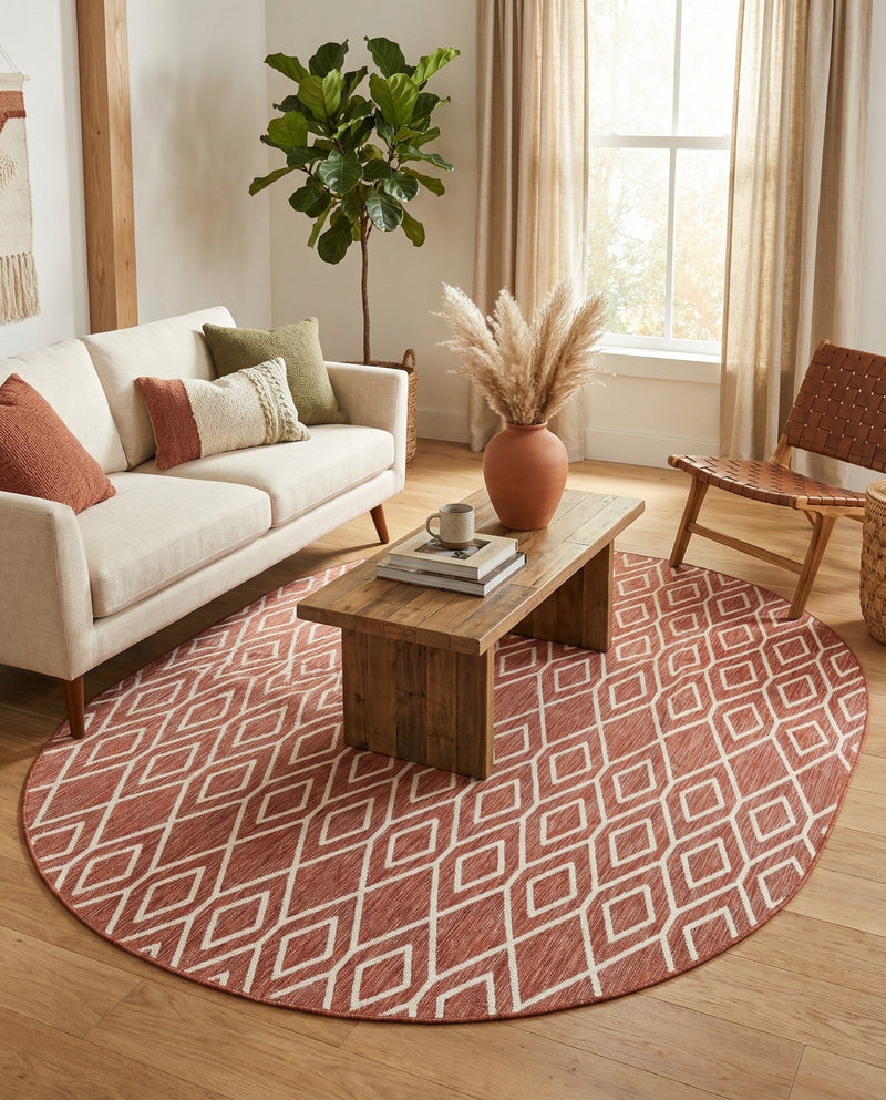 Urban Oasis Rugs Collection Area Rug -  Boulevard (Rust Red) Oval Rust Red  lifestyle 48