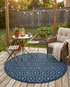 Garden Lattice Charm Collection Area Rug - Arbor (Navy Blue) Round Navy Blue  lifestyle 57