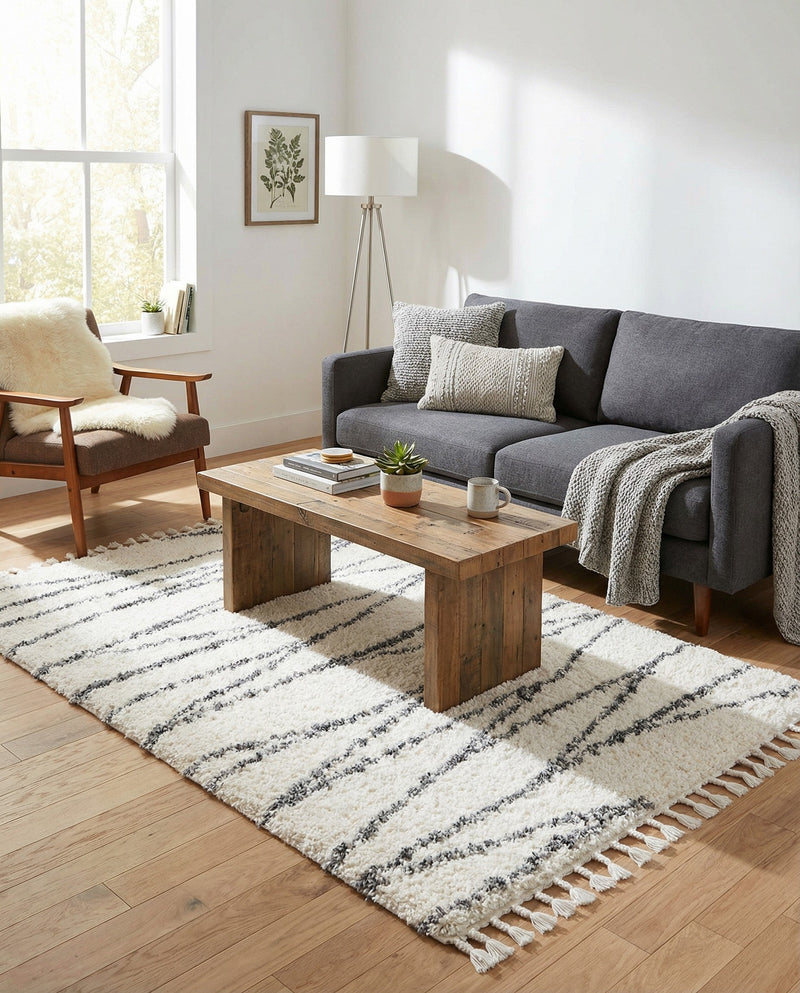 Tranquil Tides Shag Collection Area Rug -  Frost Rectangle White  lifestyle 16
