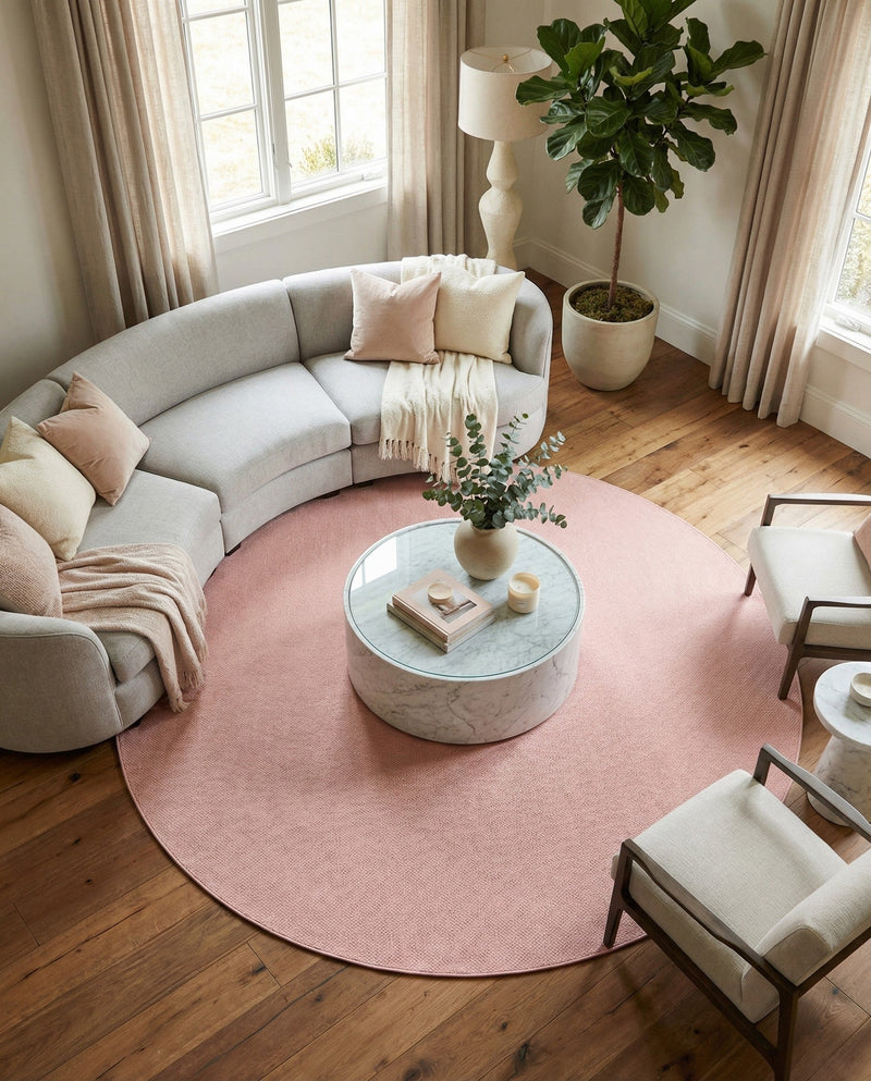 Seaside Serenity Collection Area Rug - Veranda (Whisper Pink) Round Whisper Pink  lifestyle 36