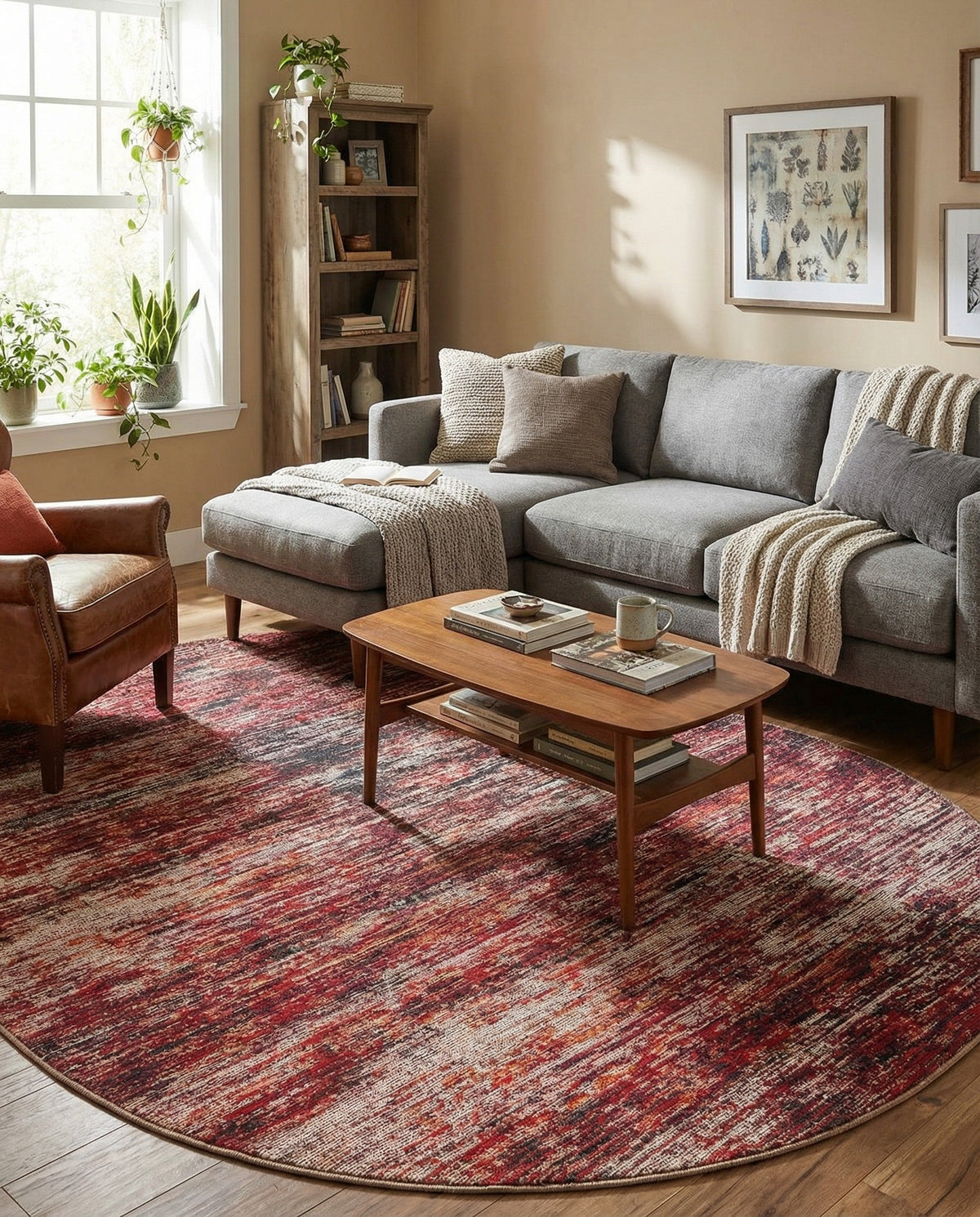 Sahara Essence Collection Area Rug - Oasis (Rust Red) Oval Rust Red  lifestyle 83