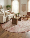 Tribal Terrace Treasures Collection Area Rug - Mayan Marina (Rust Red) Round Rust Red  lifestyle 24