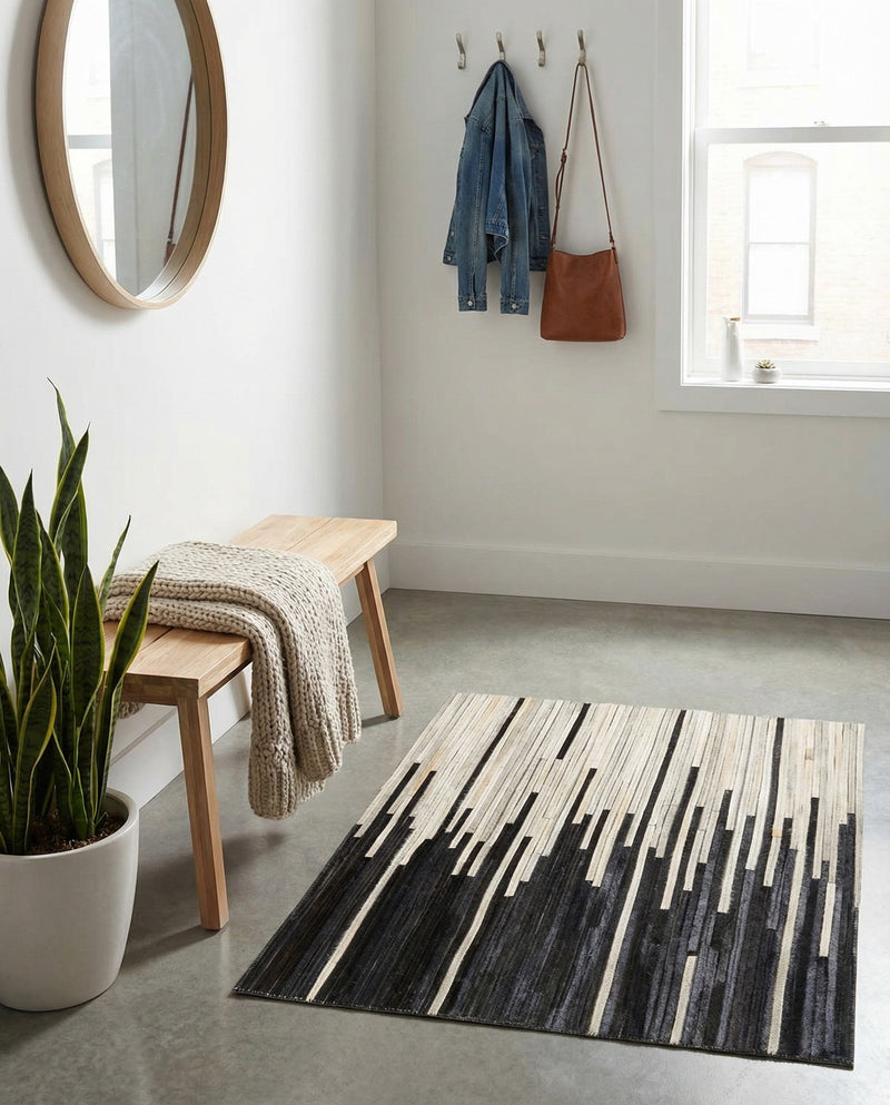 Savannah Hideaway Collection Area Rug - Savannah Rectangle Black White  lifestyle 3