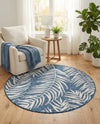 Seaside Blooms Collection Area Rug - Verdure (Blue) Round Blue  lifestyle 48