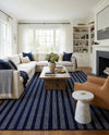 Hampton Stripes Wool Collection Area Rug - Montauk Rectangle Cobalt Blue  lifestyle 29
