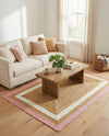 Woven Seaside Jute Collection Area Rug - Nantucket Rectangle Pink White Natural  lifestyle 12