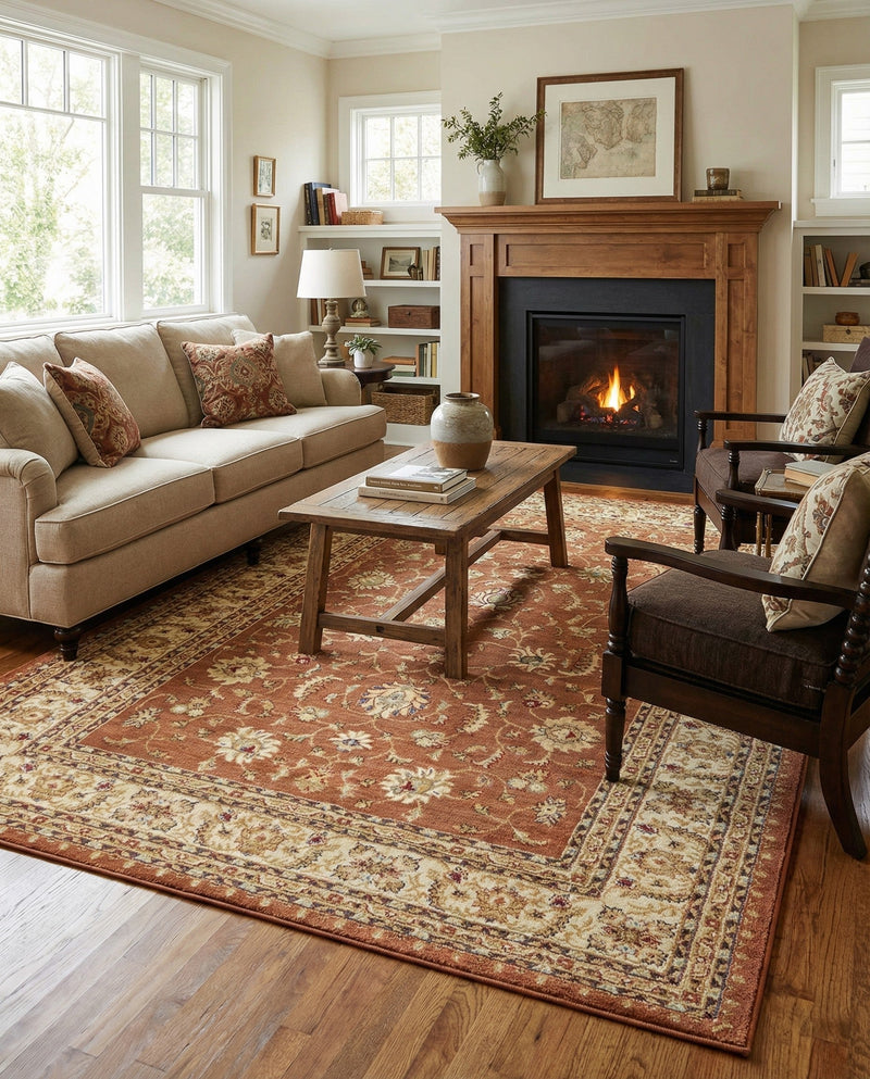 Jaipur Elegance Collection Area Rug -  Nahargarh (Brick Red Light Rose) Rectangle Brick Red Light Rose  lifestyle 11
