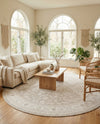 Tribal Terrace Treasures Collection Area Rug -  Incan Isle (Light Gray) Round Light Gray  lifestyle 47