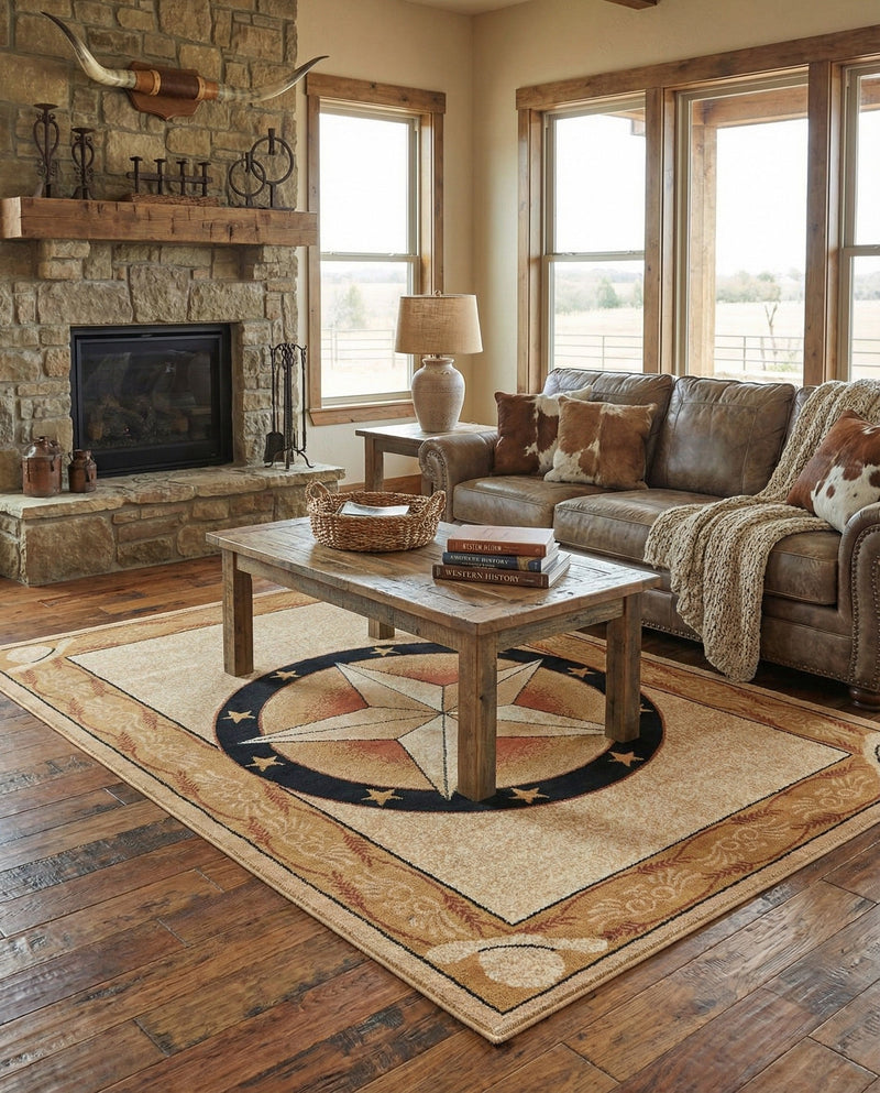 Frontier Trails Collection Area Rug - Redwood Rectangle Ivory Brown  lifestyle 46