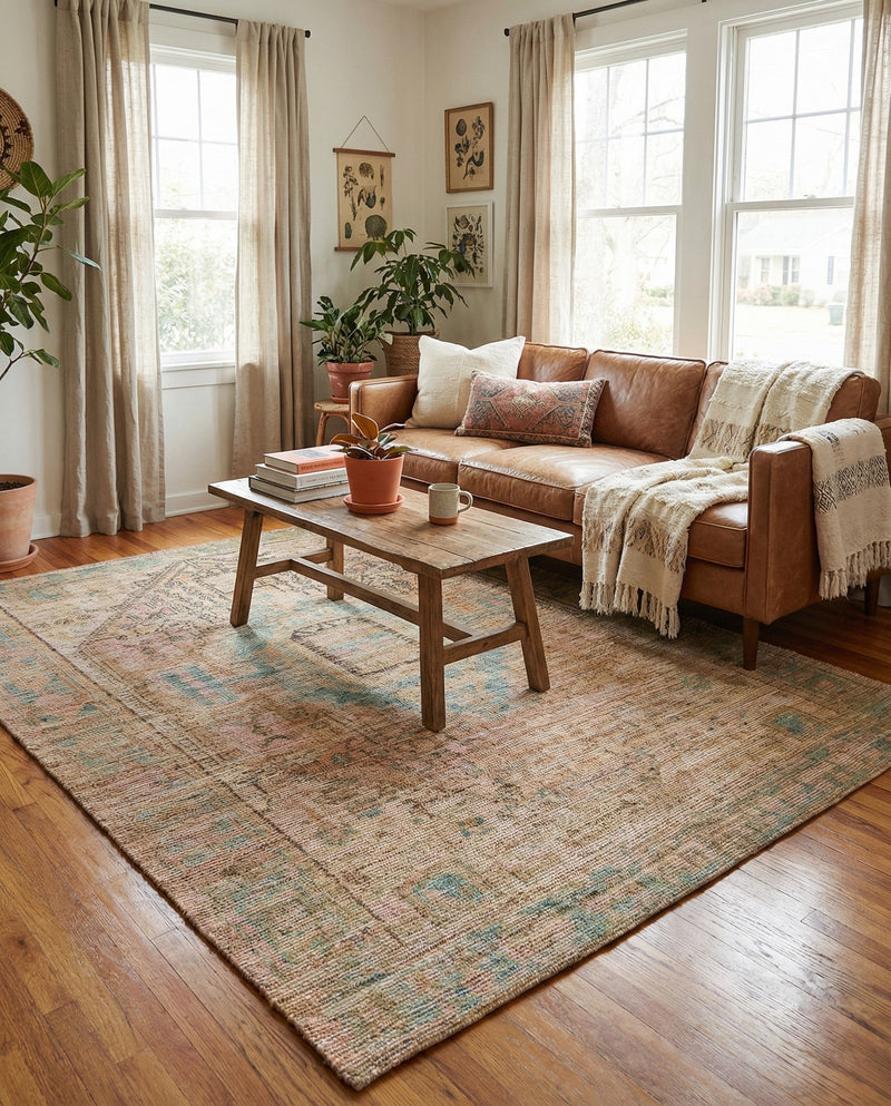 Savannah Threads Collection Area Rug -  Mojave Rectangle Khaki and Ivory  lifestyle 15